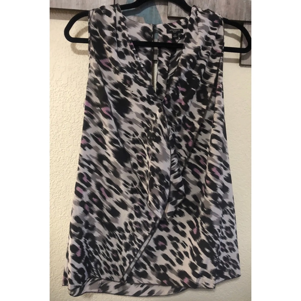 Ann Taylor animal print silk top, size 12.